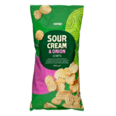 Картофельные чипсы Coop Sourcream & Onion со вкусом сметаны и лука 300 г Картофельные чипсы Coop Sourcream & Onion со вкусом сметаны и лука 300 г